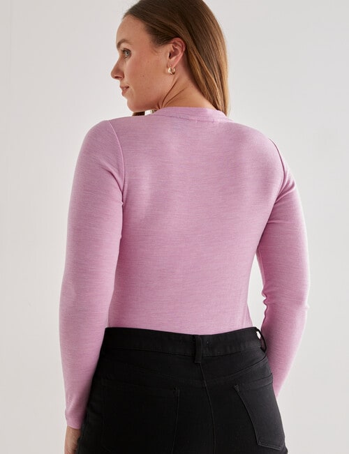 North South Merino Merino Long Sleeve V-Neck Top, Lavender product photo View 02 L