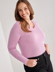 North South Merino Merino Long Sleeve V-Neck Top, Lavender product photo View 05 S