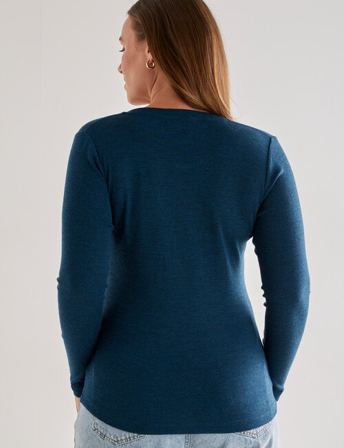 North South Merino Merino Long Sleeve Round Neck Top, Peacock product photo View 02 L