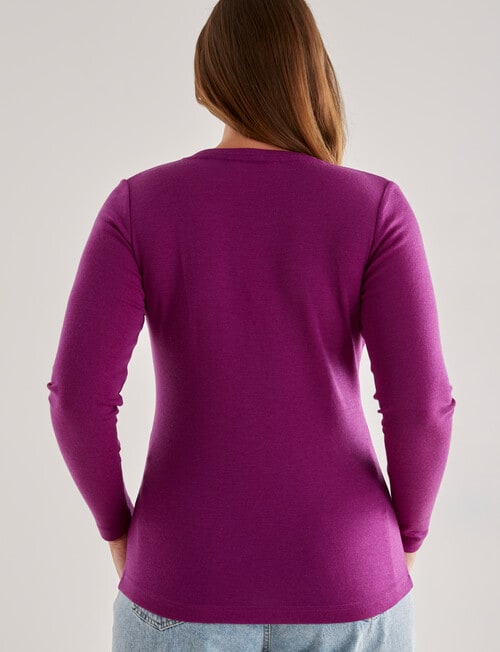 North South Merino Merino Long Sleeve Round Neck Top, Purple Ink product photo View 02 L