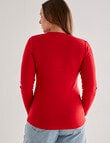 North South Merino Merino Long Sleeve Round Neck Top, Scarlet product photo View 02 S