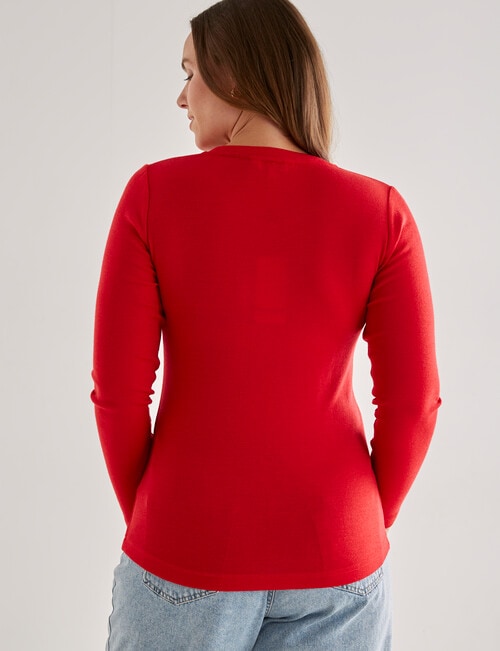 North South Merino Merino Long Sleeve Round Neck Top, Scarlet product photo View 02 L