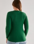 North South Merino Merino Long Sleeve Round Neck Top, Leaf Green product photo View 02 S
