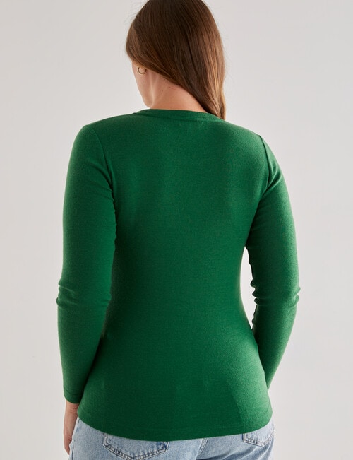 North South Merino Merino Long Sleeve Round Neck Top, Leaf Green product photo View 02 L