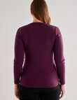 North South Merino Merino Long Sleeve V-Neck Top, Berry Marle product photo View 02 S