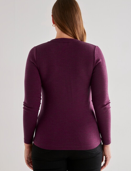 North South Merino Merino Long Sleeve V-Neck Top, Berry Marle product photo View 02 L