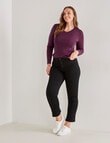 North South Merino Merino Long Sleeve V-Neck Top, Berry Marle product photo View 03 S