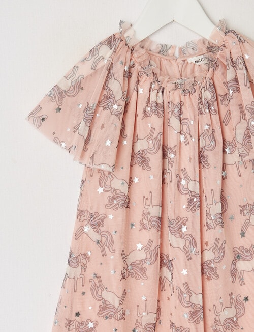 Mac & Ellie Formal Unicorn Flutter Sleeve Tulle Dress, Dusty Pink product photo View 02 L