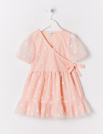 Mac & Ellie Floral Formal Tulle Wrap Dress, Dusty Pink product photo