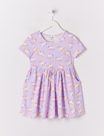 Mac & Ellie Unicorn Floral Short Sleeve Pocket Dress, Lilac product photo