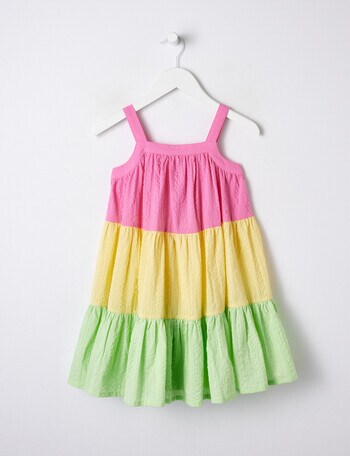 Mac & Ellie Sleeveless Colourblock Tiered Dress, Rainbow Multi product photo