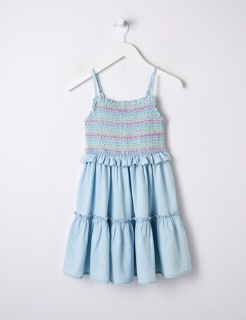 Mac & Ellie Smocked Dress, Chambray product photo