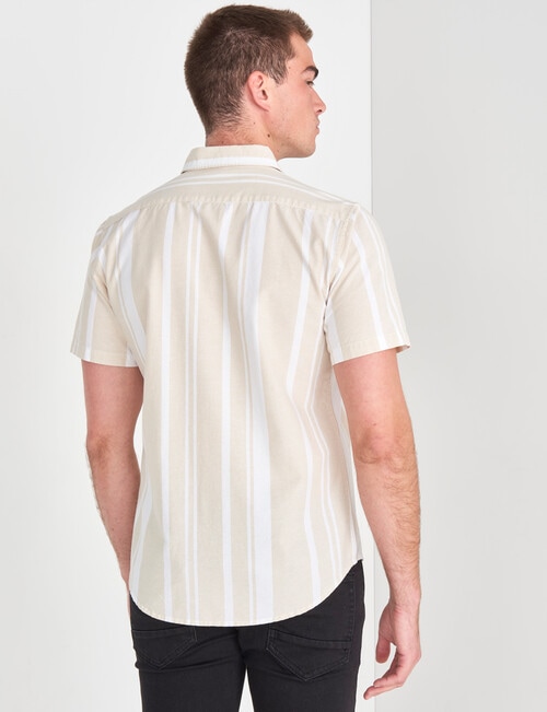 Tarnish Stripe Short Sleeve Shirt, Sand - Casual Shirts