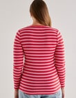 North South Merino Long Sleeve Top, Petal & Cherry Stripe product photo View 02 S