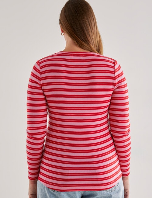 North South Merino Long Sleeve Top, Petal & Cherry Stripe product photo View 02 L