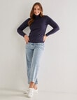North South Merino Merino Roll Neck Top, Deep Blue product photo View 03 S
