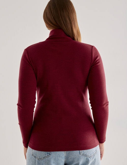 North South Merino Merino Roll Neck Top, Ruby product photo View 02 L