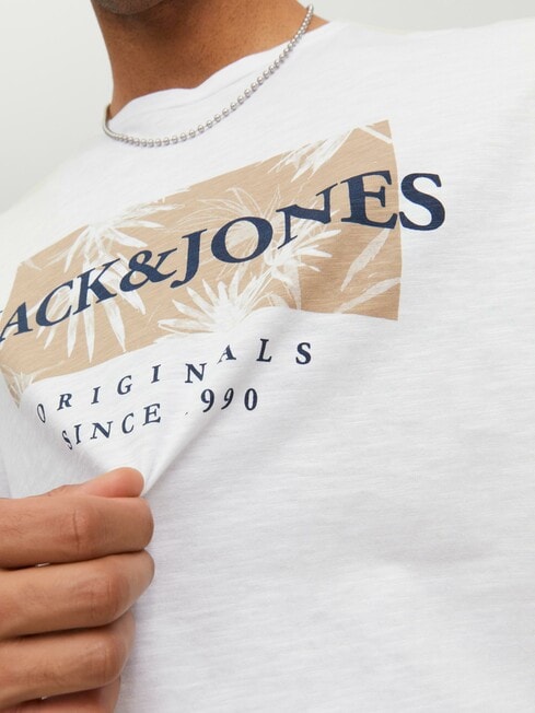 Jack & Jones Jorcrayon Branding Crew Neck Tee, White product photo View 02 L