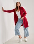 North South Merino Longline Cardigan, Ruby product photo View 03 S