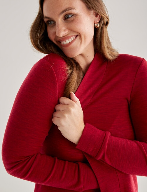North South Merino Longline Cardigan, Ruby product photo View 04 L