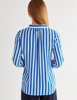 Oliver Black Long Sleeve Collar Shirt, Indigo and White Stripe product photo View 02 S