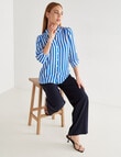 Oliver Black Long Sleeve Collar Shirt, Indigo and White Stripe product photo View 03 S