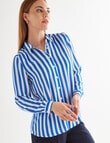 Oliver Black Long Sleeve Collar Shirt, Indigo and White Stripe product photo View 04 S