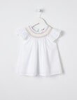 Mac & Ellie Embroidered Neck Flutter Sleeve Top, White product photo