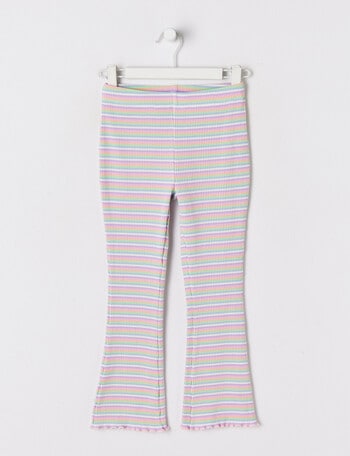 Mac & Ellie Full Length Rib Flare Legging, Multi Stripe product photo