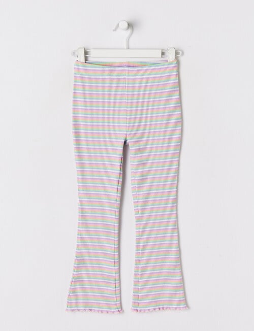 Mac & Ellie Full Length Rib Flare Legging, Multi Stripe product photo