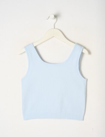 SUPERFIT GIRL Ribbed Seamless Crop Tank Top, Light Blue product photo