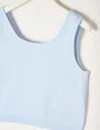 SUPERFIT GIRL Ribbed Seamless Crop Tank Top, Light Blue product photo View 02 S