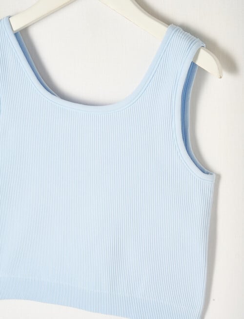 SUPERFIT GIRL Ribbed Seamless Crop Tank Top, Light Blue product photo View 02 L