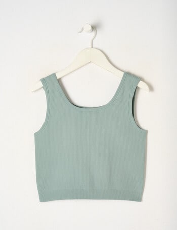 SUPERFIT GIRL Ribbed Seamless Crop Tank Top, Sage product photo