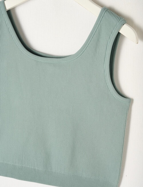 SUPERFIT GIRL Ribbed Seamless Crop Tank Top, Sage product photo View 02 L