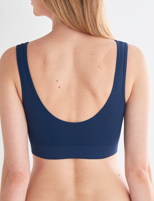 Lyric Seamfree Crop Top with Removable Pads, Navy Teal, 8-22 product photo View 02 L