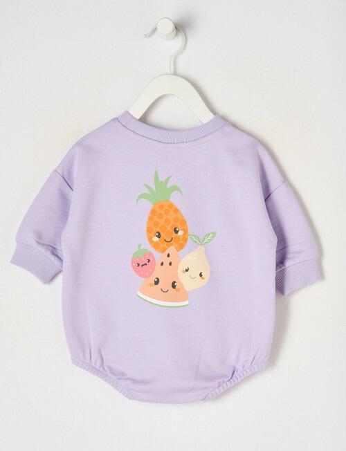 Teeny Weeny Fruit Long Sleeve Terry Bodysuit, Lilac product photo View 02 L