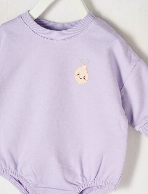 Teeny Weeny Fruit Long Sleeve Terry Bodysuit, Lilac product photo View 03 L