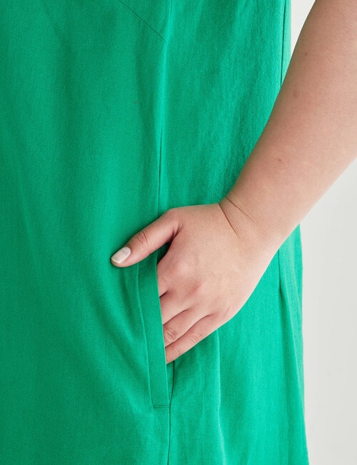 Studio Curve Linen Blend Shift Dress, Green product photo View 04 L