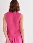 Zest Linen V-Neck Tank Top, Very Berry product photo View 02 S