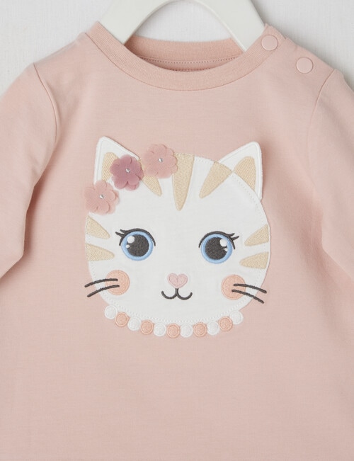 Teeny Weeny Cat Long Sleeve Tee, Pink product photo View 02 L