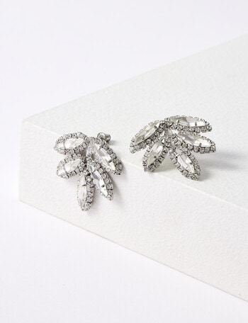 Whistle Accessories Deco Crystal Earrings, Imitation Silver product photo