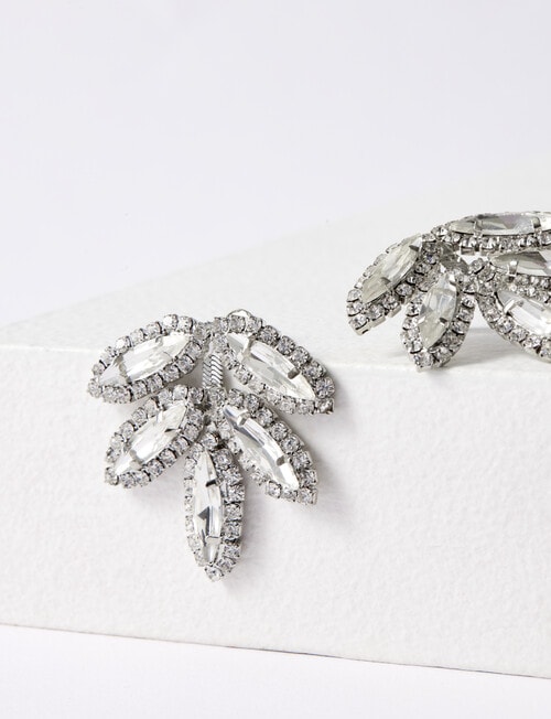 Whistle Accessories Deco Crystal Earrings, Imitation Silver product photo View 02 L