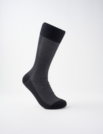 Laidlaw + Leeds Zig Zag Dress Sock, Black & Grey product photo