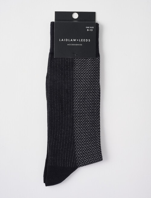 Laidlaw + Leeds Zig Zag Dress Sock, Black & Grey product photo View 02 L