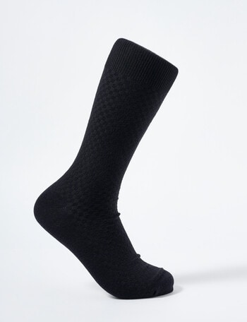 Laidlaw + Leeds Basket Weave Dress Sock, Black product photo