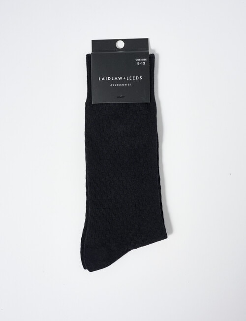 Laidlaw + Leeds Basket Weave Dress Sock, Black product photo View 02 L
