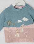 Teeny Weeny Bunny Crew Neck Knit Jumper, Blue product photo View 02 S