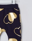 Teeny Weeny Foil Heart Track Pant, Navy & Gold product photo View 02 S