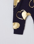 Teeny Weeny Foil Heart Track Pant, Navy & Gold product photo View 03 S